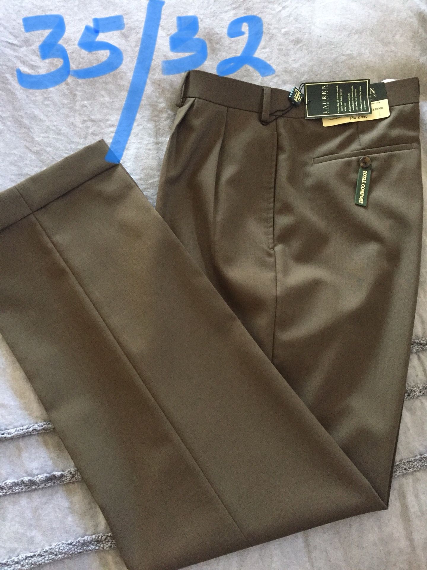NEW($120) dress pants, RALPH LAUREN, size 35/32, $25( firm)