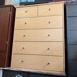 New Natural Wood Jumbo 6 Drawer Duplex Dresser 
