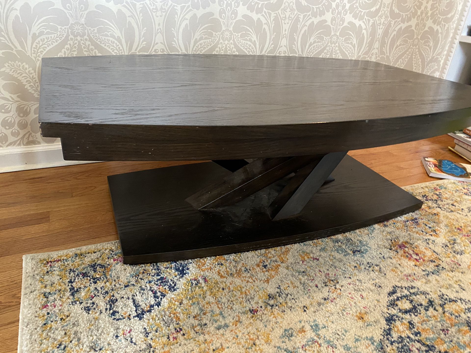 Solid wood coffee table and standing shelves