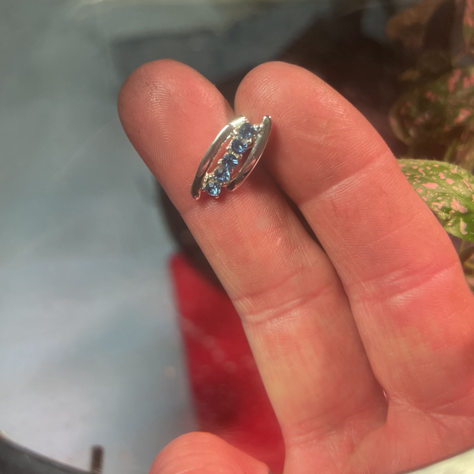 Blue Crystals In Silver Pierced Backs Earrings
