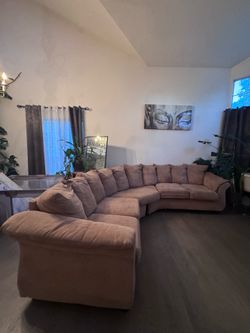 brown u-shape couch