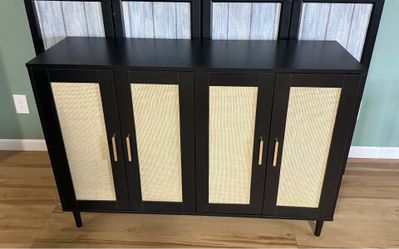 Brand New Black Rattan Sideboard