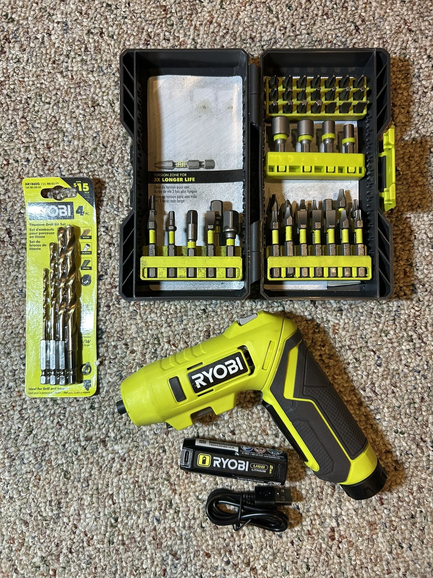 Ryobi 4v Screwdriver And Bit Set