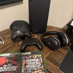 Xbox Series X with Elite Controller, headset and games