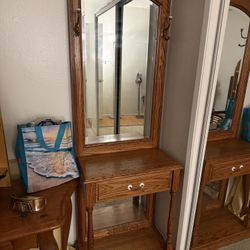 Wood Vanity Table With Mirror 