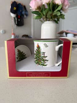 Christmas Tree Mug and Coaster Set