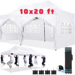 🔥10x20 Heavy Duty Pop Up Canopy Gazebo Tent With 6 Sidewalls, All Weather Wind Waterproof Outdoor Party Tents For Parties/wedding