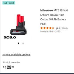Milwaukee M12 XC High Output 5.0 Ah Battery Pack