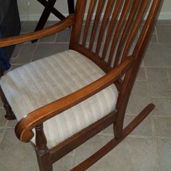Antique Rocking Chair.  1970's. Newer Apolstry 