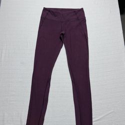 Lululemon Ribbed High Rise Leggings Size 8 Plum Burgundy Athletic Leggings