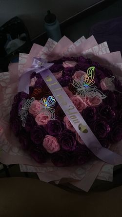 First Handmade Rose Bouquet with Butterfly Decor