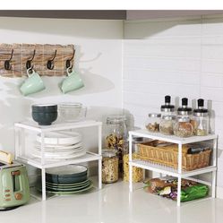 4.4 out of 5 stars454 Reviews SONGMICS Cabinet Shelf Organizers, Spice Racks, Stackable, Expandable, Set of 4 Metal Kitchen Counter Shelves, White UKC