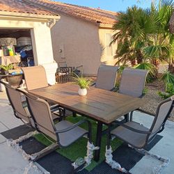 Patio Set All New Table And 6 Chairs With New Umbrela 