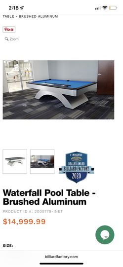 Olhausen Waterfall Pool table 8.5ft Stainless Steel