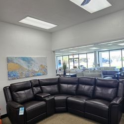 Leather Sectional Sofa With Two Power Recliners-Addyson 