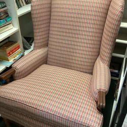 Plaid Wingback Wing Back Chair