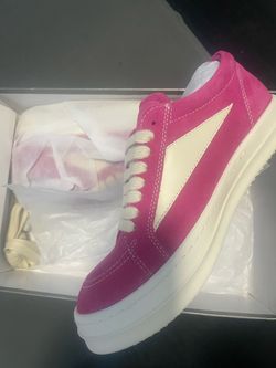 Rick owens  Pink Suede Low-Top Sneakers