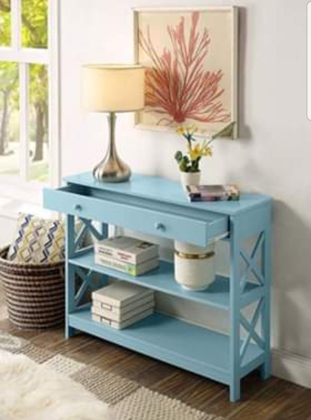 Console Table Living Dining Room Bedroom Entryway Hallway Side with Storage Drawer and Shelves New in Box