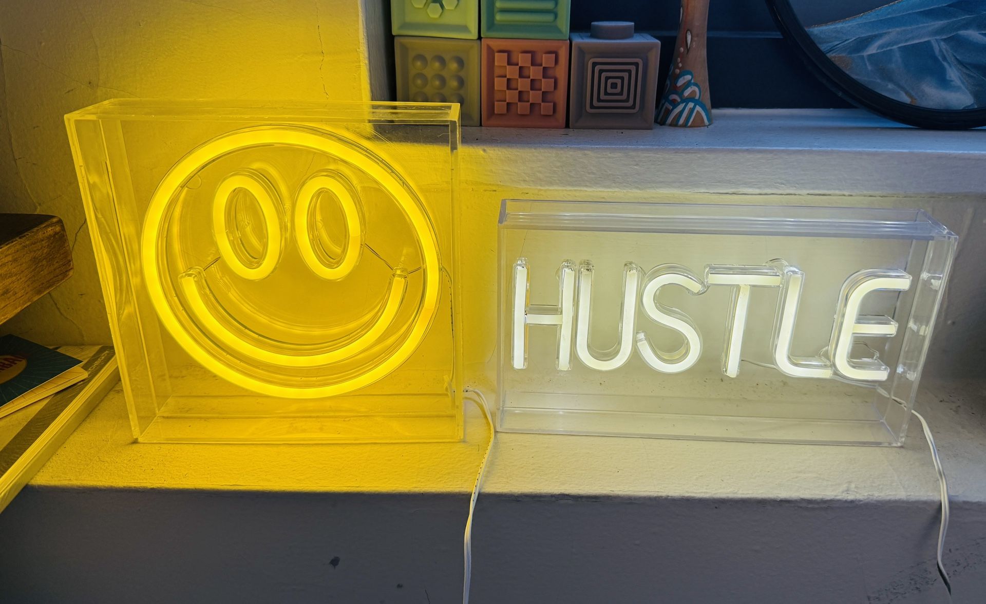 Hustle + Smiley face Neon lights