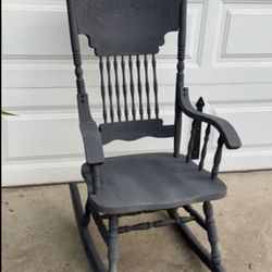 Dark Gray Wooden Rocking Chair