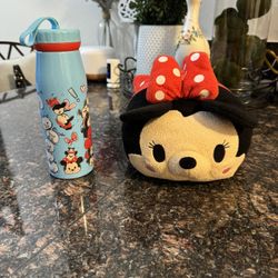 Disney Tsum Tsum Stainless Steel Water Bottle 13.5 Oz & Disney Tsum Tsum Minnie Mouse Plush Toy