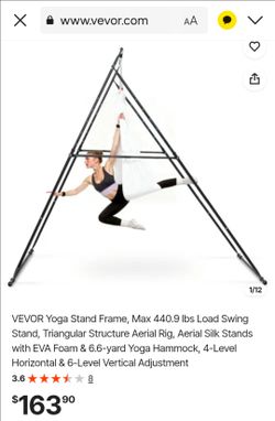 VEVOR Yoga Stand Frame, Max 440.9 lbs Load Swing Stand, Triangular Structure Aerial Rig, Aerial Silk Stands with EVA Foam & 6.6-yard Yoga Hammock, 4-L