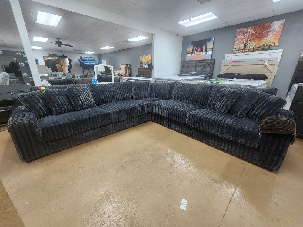 Dark Grey JUMBO CURDOROY SECTIONAL 128 X128 LOWEST PRICES HERE