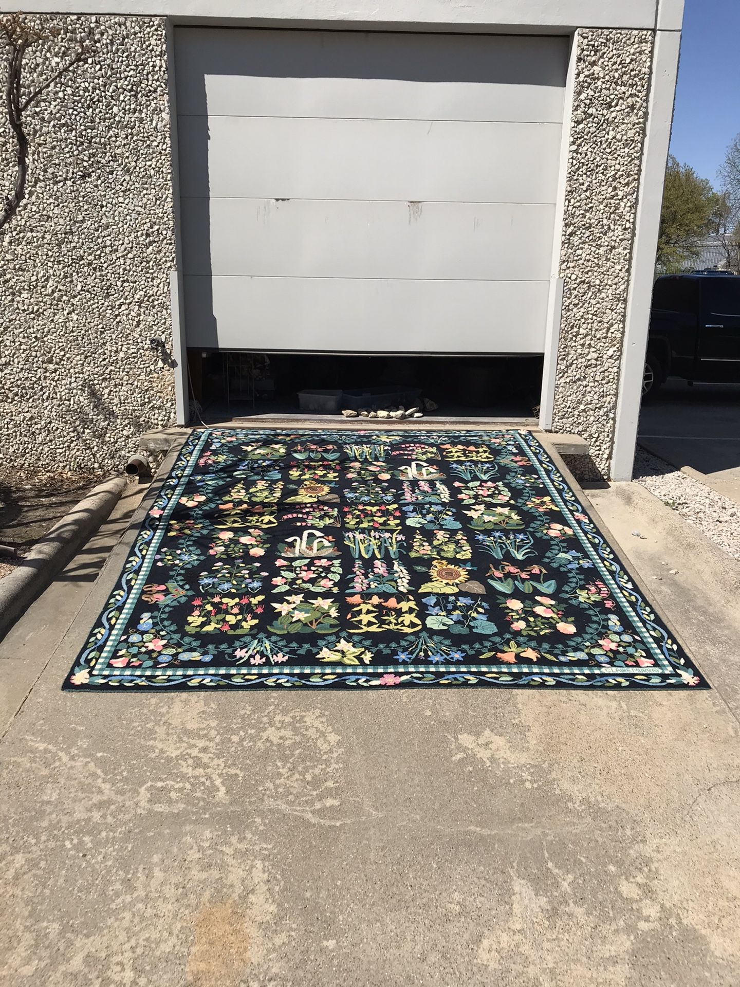 Vintage Claire Murray Hand hooked Wool Rug 9 X 12 (has been repaired)