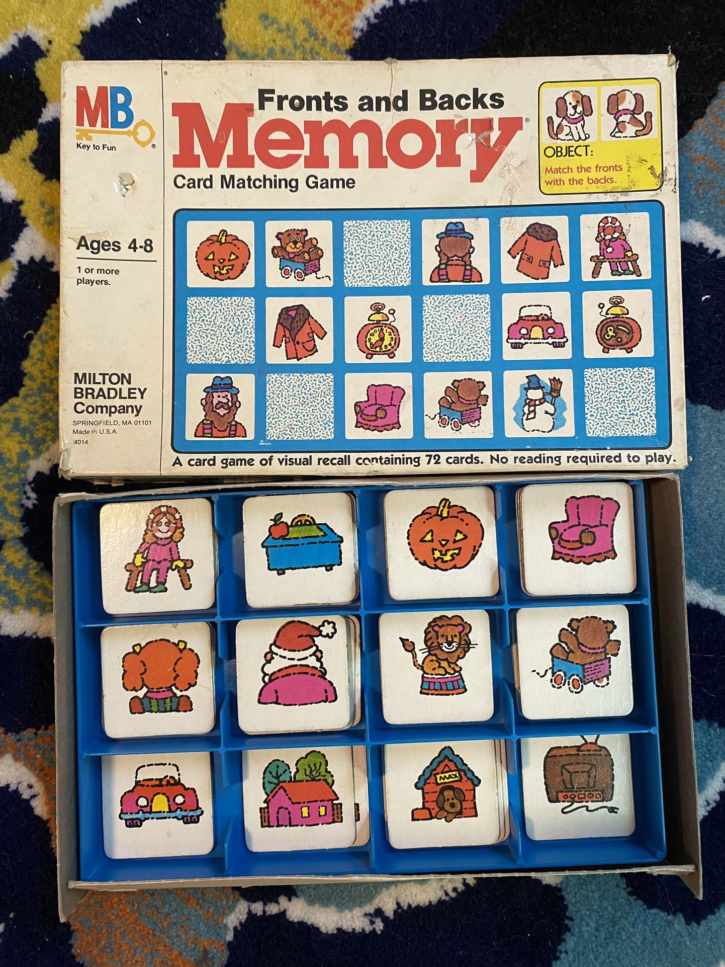 Memory Card Matching Game Milton Bradley 4014