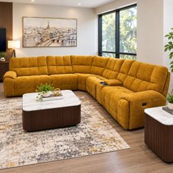 Chenille fabric modern reclining sectional sofa