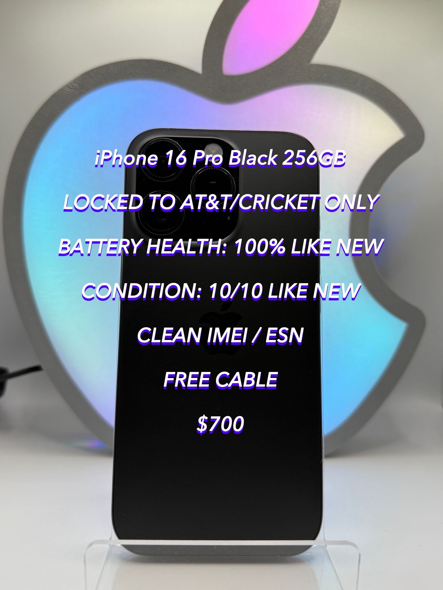 iPhone 16 Pro Black 256GB LOCKED FOR AT&T/CRICKET New 1 Cycle Count Authentic,All Products : American Fashion Style Bags On Sale