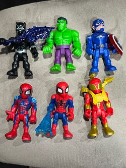 Playskool Marvel Super Hero Adventures Lot-Spiderman Black Panther Iron Spider+