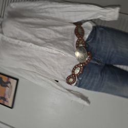 Cinto Estilo Hippie Hand Made De Cuero Puro Enchapado En Plata Hecho En Marruecos Al Estilo 1960  Para Cualquier Size