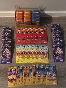 One Piece Card Game Collection Lot - Vol 2 Tins (12x) & 35 Sleeved Boosters