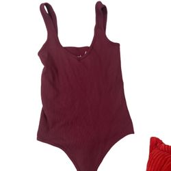 Free People Size M/L Ribbed Bodysuit Plum Wine Intimately Free medium / large