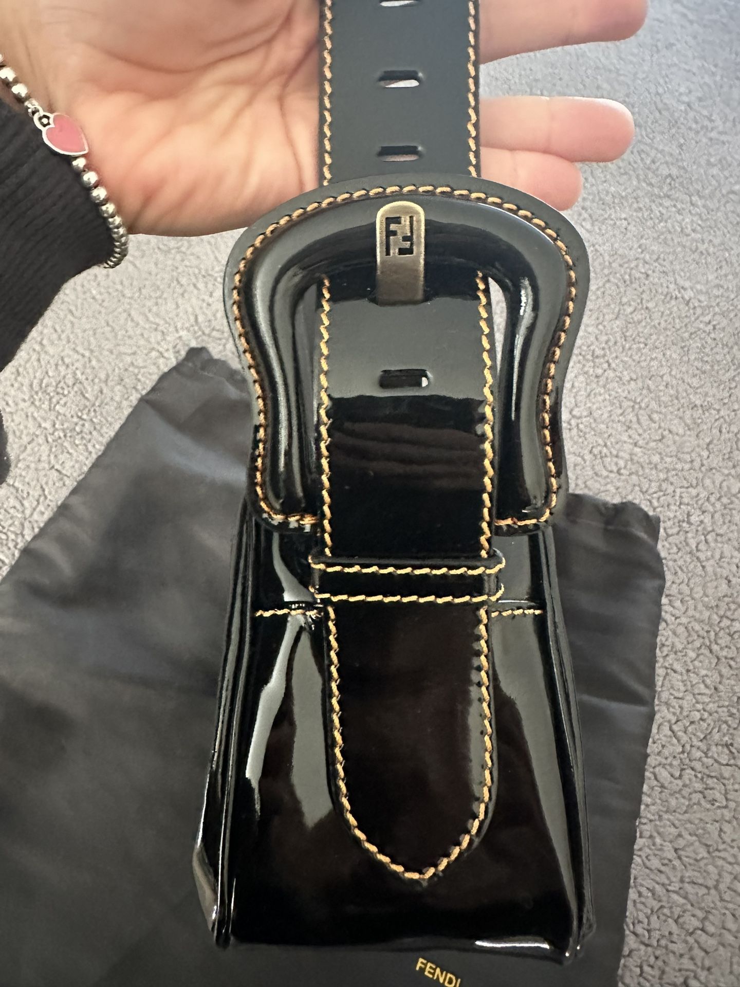 Fendi Glossy Black Shoulder Bag
