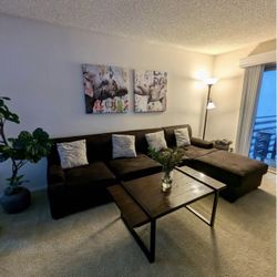 Comfy Sectional Couch - Brown