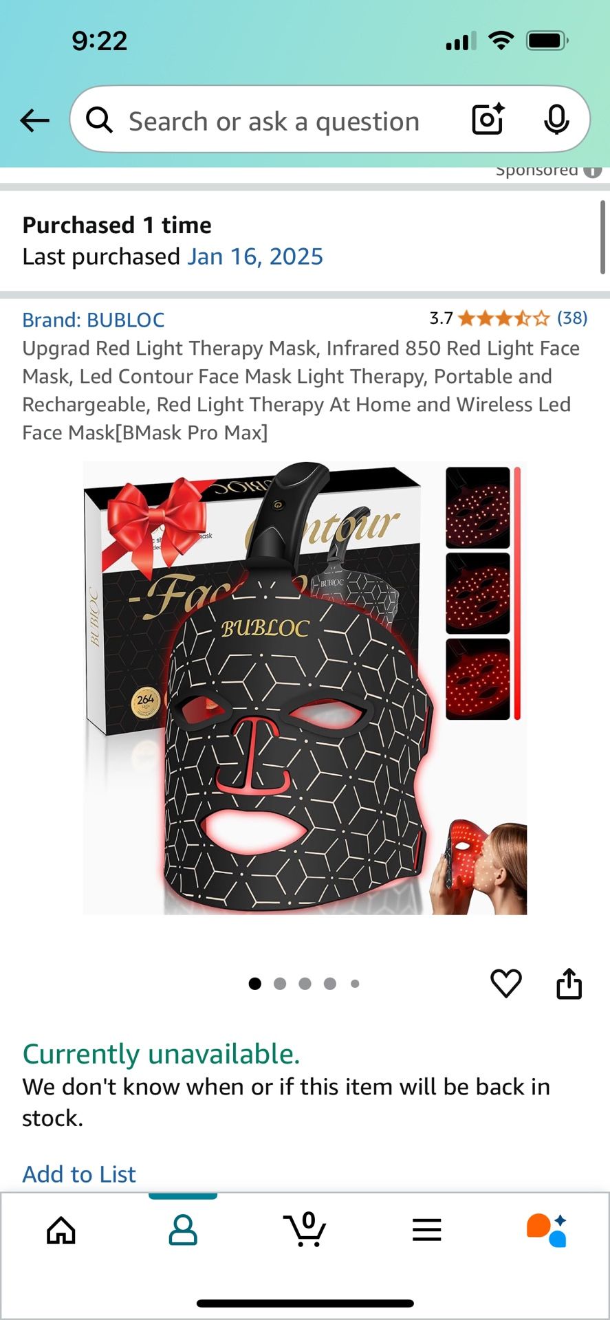 Red Light Therapy Face Mask