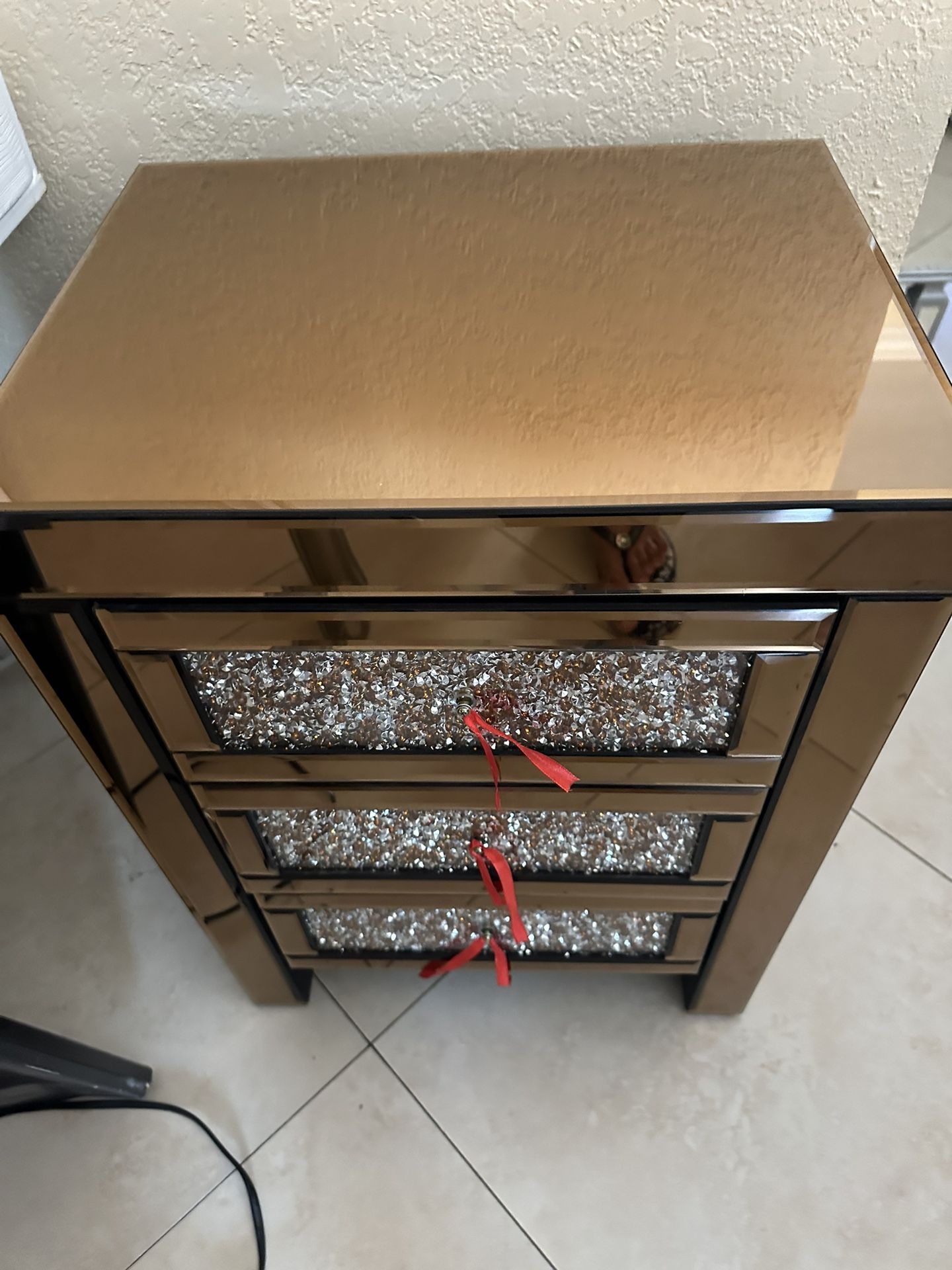 Mirrored Nightstand Rose Gold