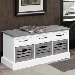 New‼️‼️ Alma 3-drawer Storage Bench White and Weathered Grey