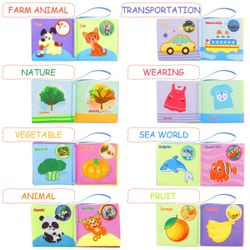 Soft Book Cloth Books for Babies Nontoxic Baby Fabric Cloth Activity Crinkle Soft Books for Baby 0-6 Months Learning Toys Educational Toys (8PCS
