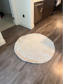 Circular White/Beige Area Rug 4'x4'