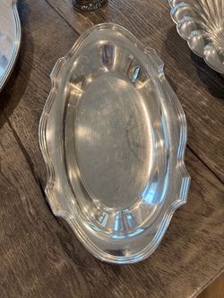 Silver-Tone Oval Serving Tray