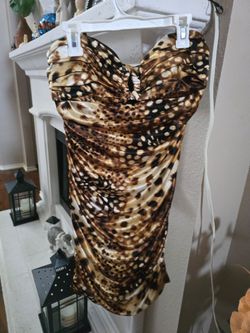 Animal Print Strapless Ruched Mini Dress