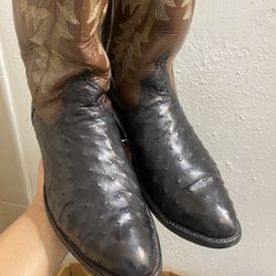 Anderson Bean Co. Ostrich Leather Boots Mens, made USA Size 8.5  O