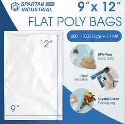 Spartan Industrial 9" X 12" Open-End Flat Poly Bags (1000 Count)