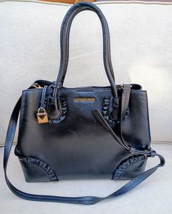 Michael Kors Ruffle Detail Leather Purse - Black
