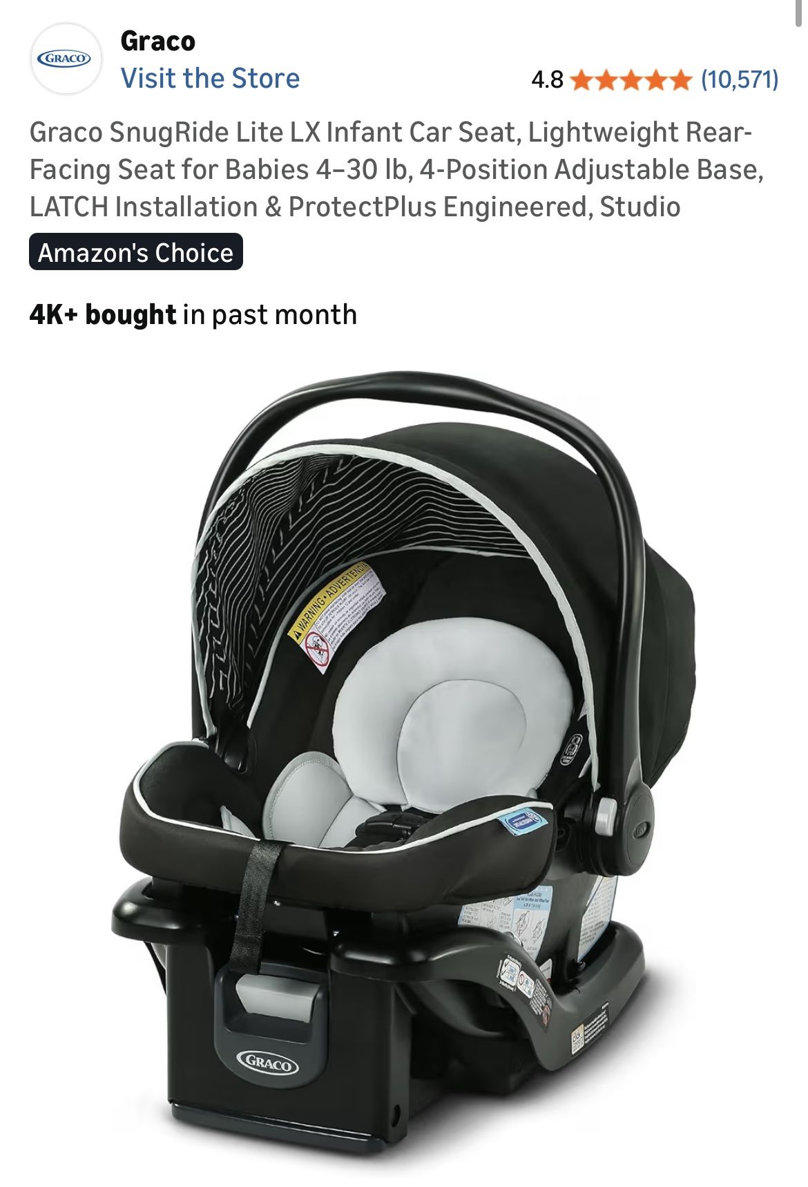 Graco SnugRide Lite LX Infant Car Seat + Base (Studio)