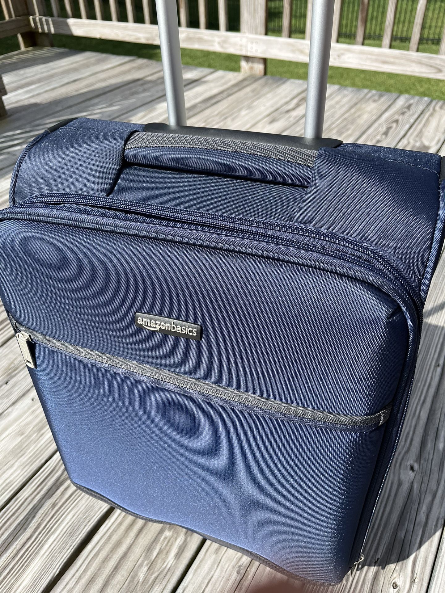 Brand new!!! Amazon Basics 18.5 Inch Soft Side, Spinner Carry-On, Luggage-Blue