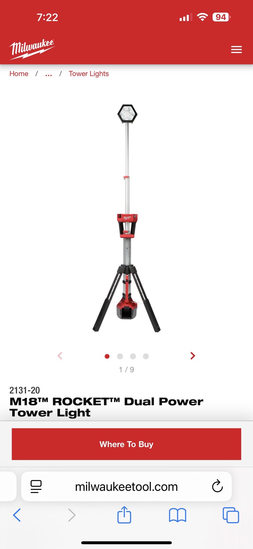 BRAND NEW Milwaukee Tower Light